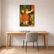 Gallery-wrapped canvas print of Fernando Botero's Couple Dancing displayed on a wall in a home office