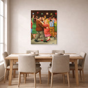 Gallery-wrapped canvas print of Fernando Botero's Dance displayed on a wall in a dining room