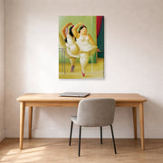 Gallery-wrapped canvas print of Fernando Botero's Dancers at the Bar displayed on a wall in a home office