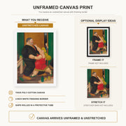 Fernando Botero - Dancing Couple canvas print size comparison and framing display infographic