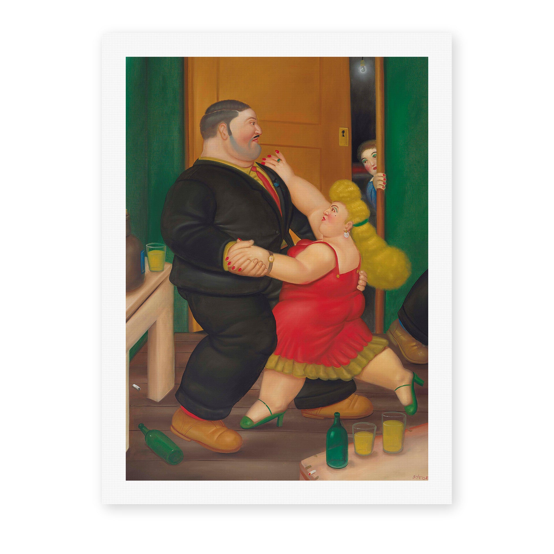 Fernando Botero's 'Dancing Couple' painting reproduced as a rolled canvas print