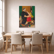 Gallery-wrapped canvas print of Fernando Botero's Dancing Couple displayed on a wall in a dining room