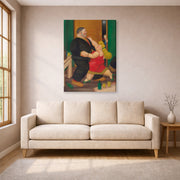 Gallery-wrapped canvas print of Fernando Botero's Dancing Couple displayed on a wall in a living room