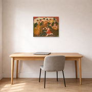 Gallery-wrapped canvas print of Fernando Botero's Dancing in Colombia displayed on a wall in a home office