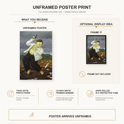Fernando Botero - Death of Pablo Escobar poster print size comparison and framing display infographic