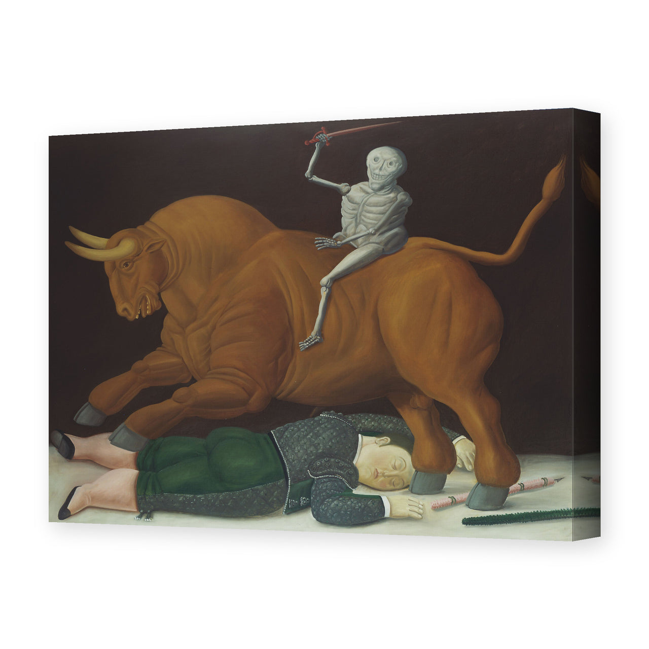 Fernando Botero's 'Death of Ramon Torres' painting reproduced as a gallery-wrapped canvas print