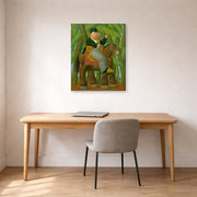 Gallery-wrapped canvas print of Fernando Botero's El Senor Presidente (Mister President) displayed on a wall in a home office
