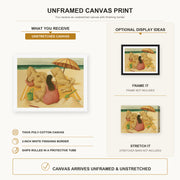 Fernando Botero - Family On A Beach canvas print size comparison and framing display infographic