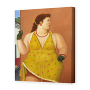 Fernando Botero's 'Femme Le Trottoir' painting reproduced as a gallery-wrapped canvas print