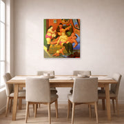 Gallery-wrapped canvas print of Fernando Botero's Fin De La Fiesta displayed on a wall in a dining room