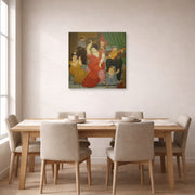 Gallery-wrapped canvas print of Fernando Botero's Flamenco displayed on a wall in a dining room