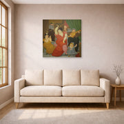 Gallery-wrapped canvas print of Fernando Botero's Flamenco displayed on a wall in a living room