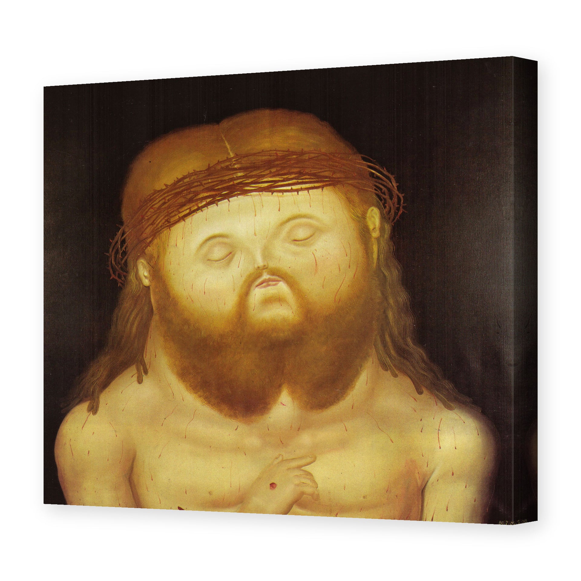 Fernando Botero's 'Head of Christ' painting reproduced as a gallery-wrapped canvas print