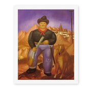 Fernando Botero's 'Hunter' painting reproduced as a rolled canvas print