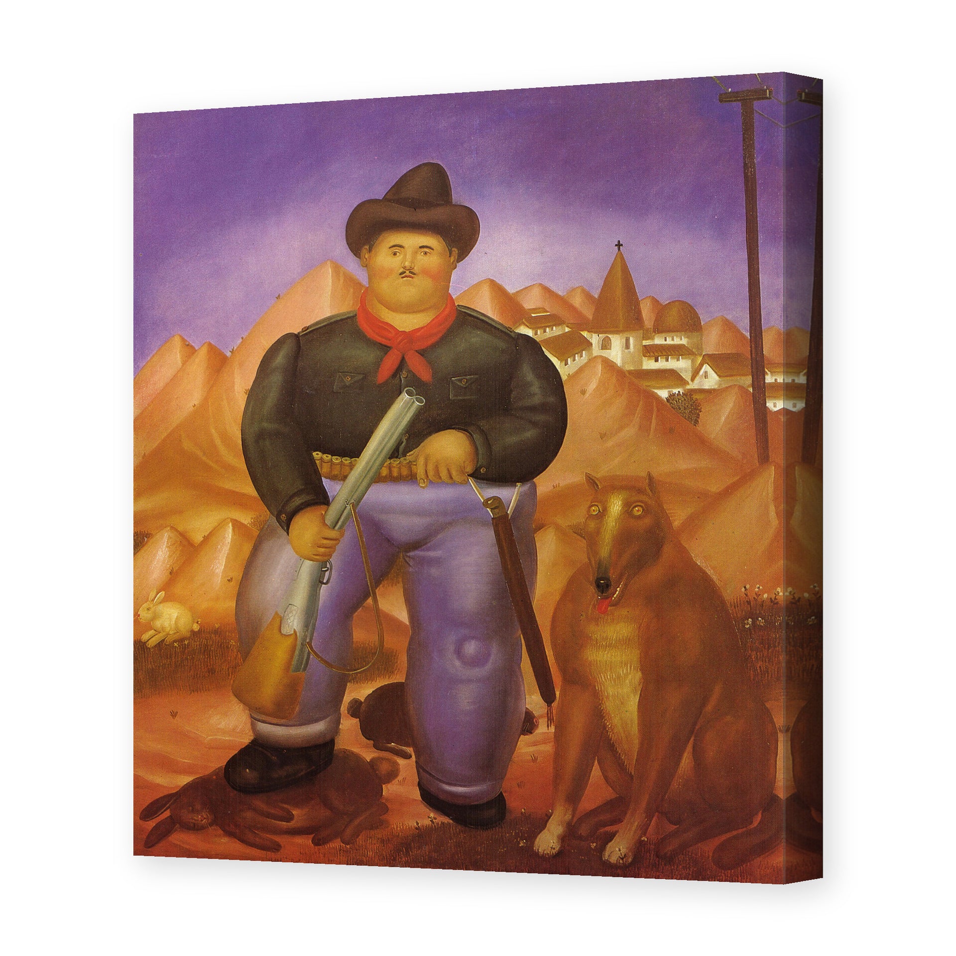 Fernando Botero's 'Hunter' painting reproduced as a gallery-wrapped canvas print