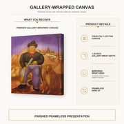 Fernando Botero - Hunter gallery wrap canvas construction and hanging details infographic
