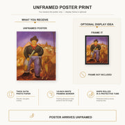 Fernando Botero - Hunter poster print size comparison and framing display infographic