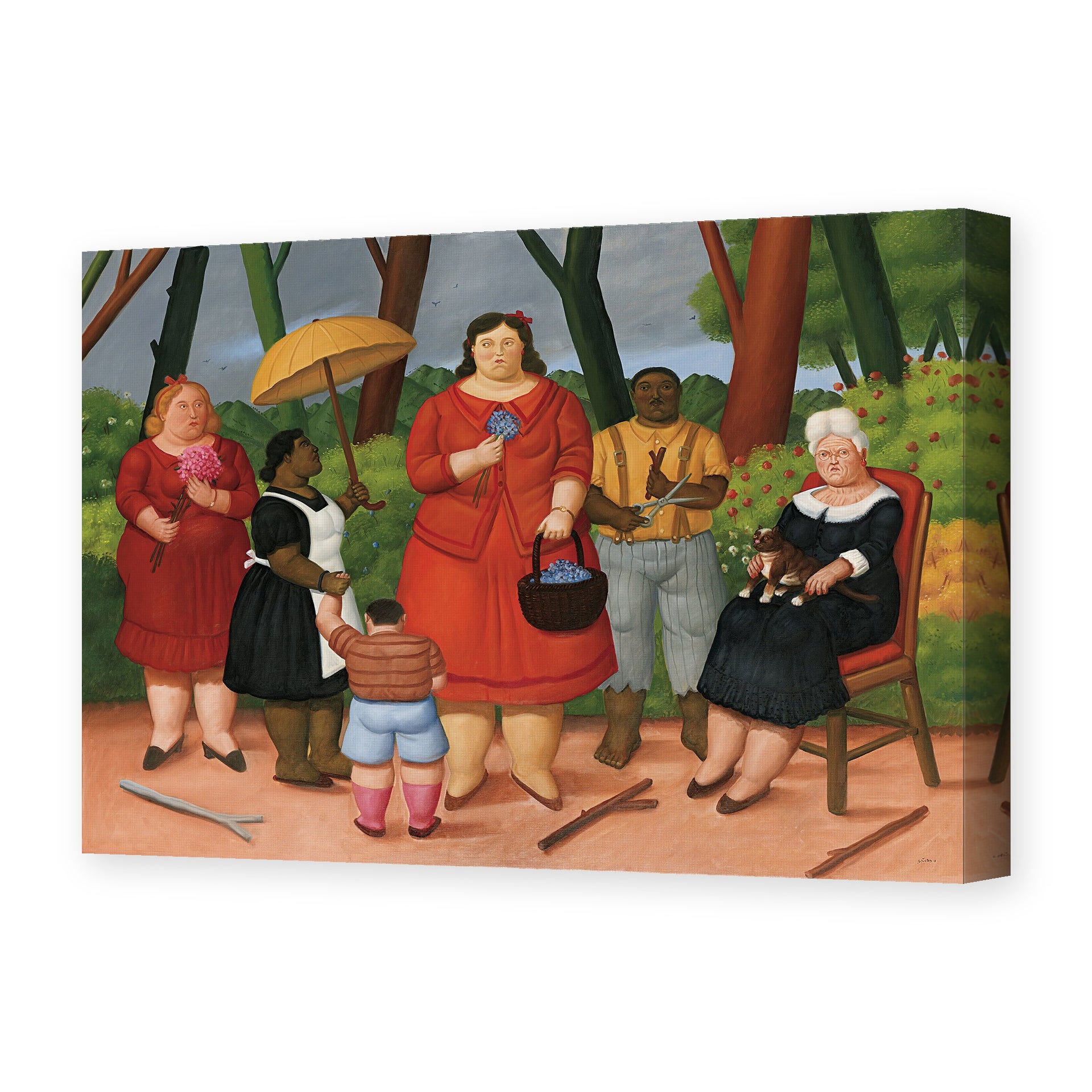 Fernando Botero's 'In the Garden' painting reproduced as a gallery-wrapped canvas print