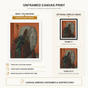 Fernando Botero - Interior canvas print size comparison and framing display infographic
