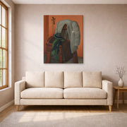 Gallery-wrapped canvas print of Fernando Botero's Interior displayed on a wall in a living room