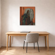 Gallery-wrapped canvas print of Fernando Botero's Interior displayed on a wall in a home office