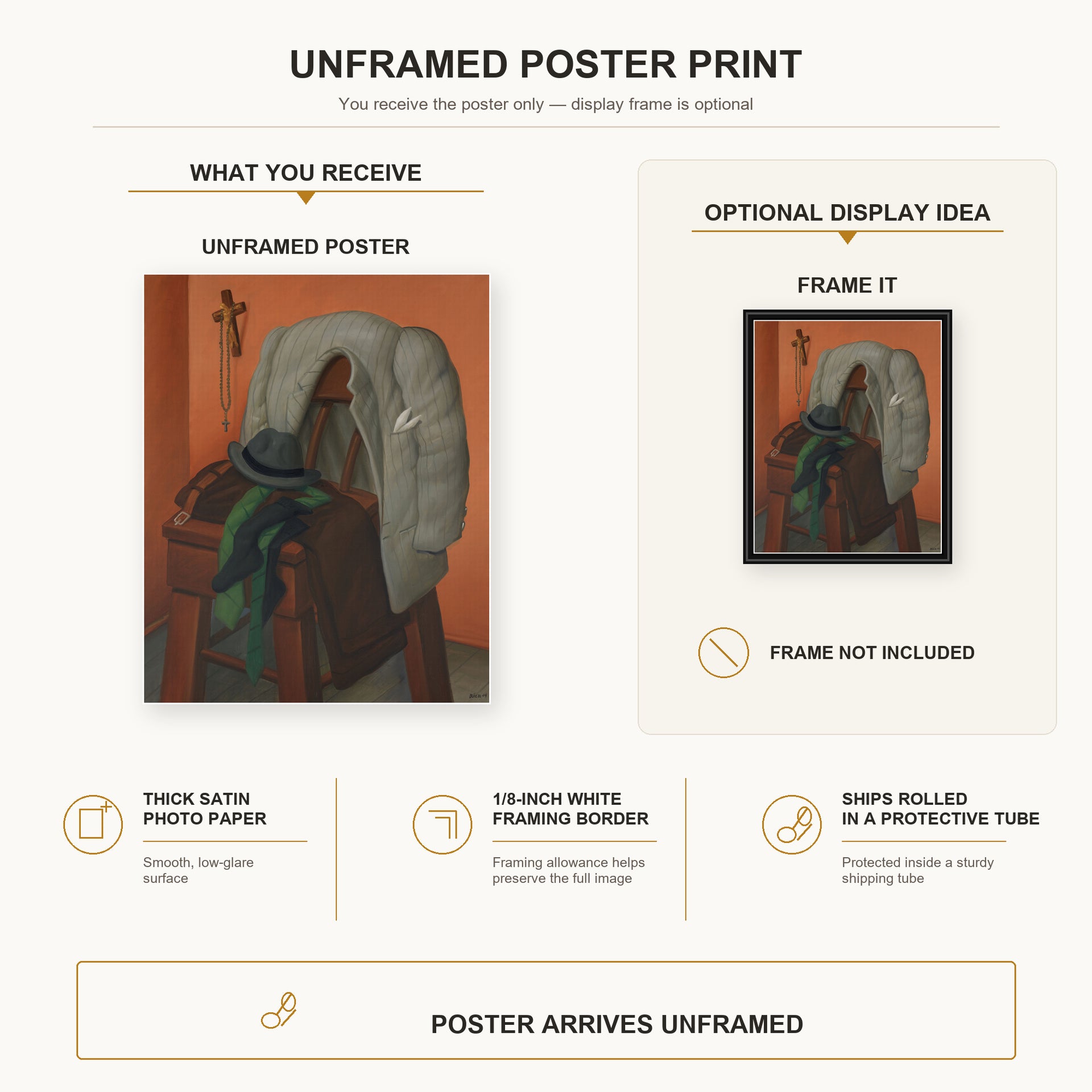 Fernando Botero - Interior poster print size comparison and framing display infographic
