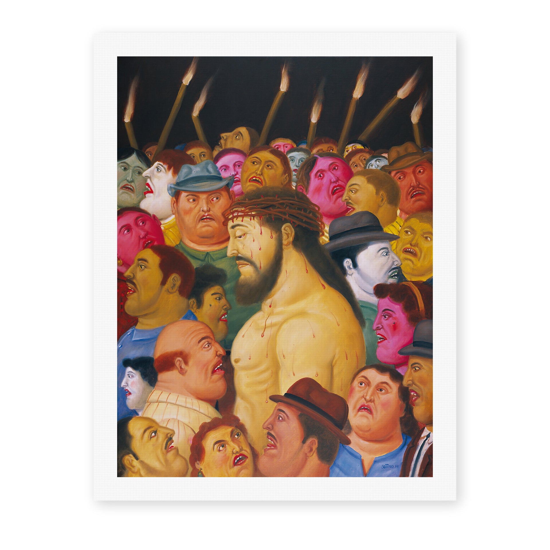 Fernando Botero's 'Jesús y la multitud' painting reproduced as a rolled canvas print