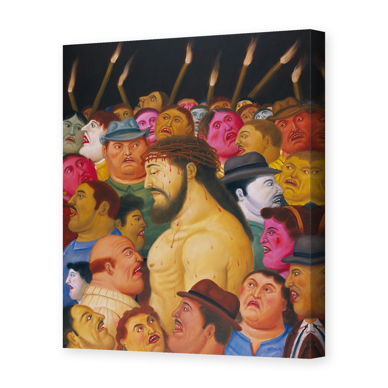 Fernando Botero's 'Jesús y la multitud' painting reproduced as a gallery-wrapped canvas print