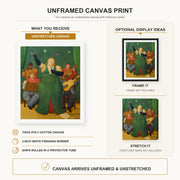 Fernando Botero - La Cantante canvas print size comparison and framing display infographic
