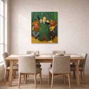 Gallery-wrapped canvas print of Fernando Botero's La Cantante displayed on a wall in a dining room