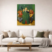 Gallery-wrapped canvas print of Fernando Botero's La Cantante displayed on a wall in a living room
