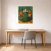 Gallery-wrapped canvas print of Fernando Botero's La Cantante displayed on a wall in a home office