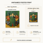 Fernando Botero - La Cantante poster print size comparison and framing display infographic