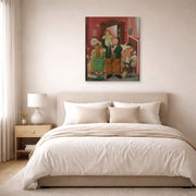 Gallery-wrapped canvas print of Fernando Botero's La Casa De Amanda Ramírez displayed on a wall in a bedroom