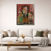 Gallery-wrapped canvas print of Fernando Botero's La Casa De Amanda Ramírez displayed on a wall in a living room