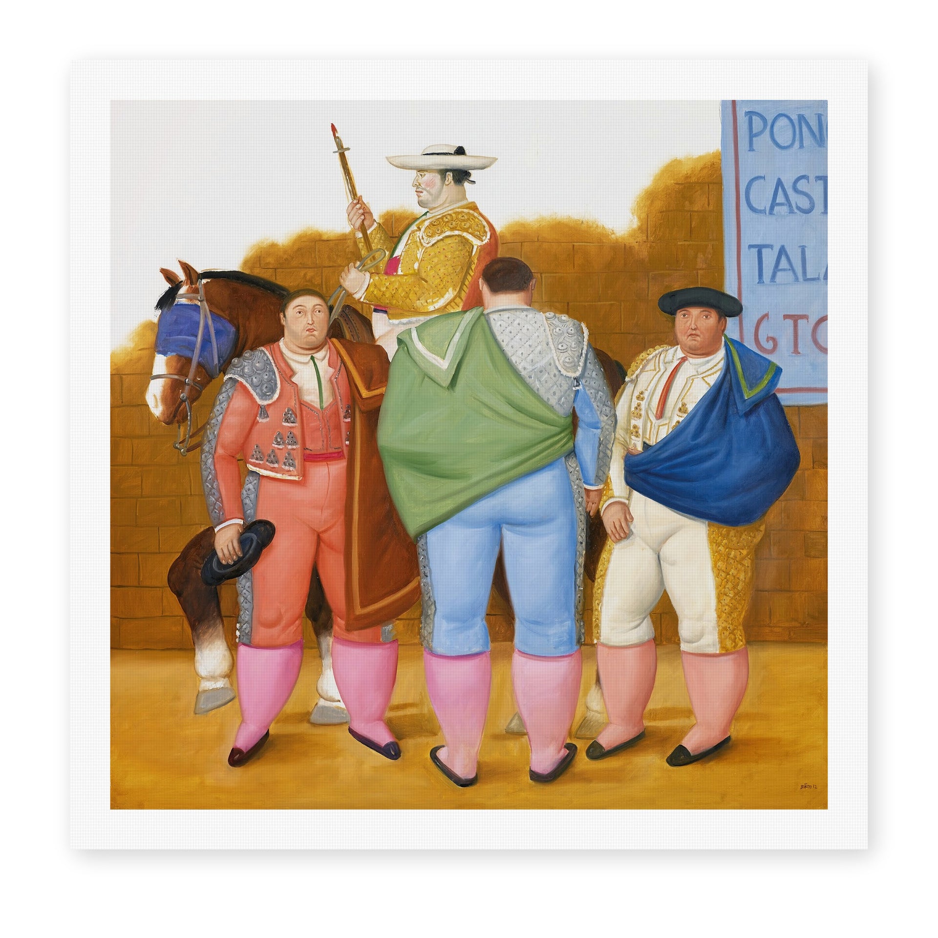 Fernando Botero's 'La Cuadrilla' painting reproduced as a rolled canvas print