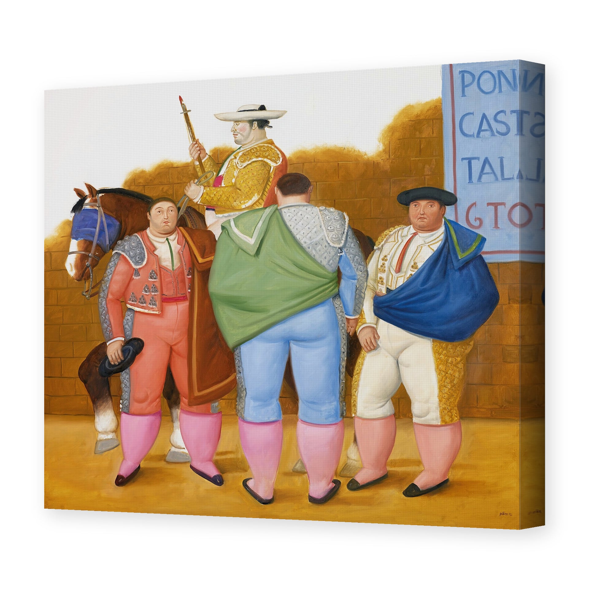 Fernando Botero's 'La Cuadrilla' painting reproduced as a gallery-wrapped canvas print