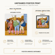 Fernando Botero - La Cuadrilla poster print size comparison and framing display infographic