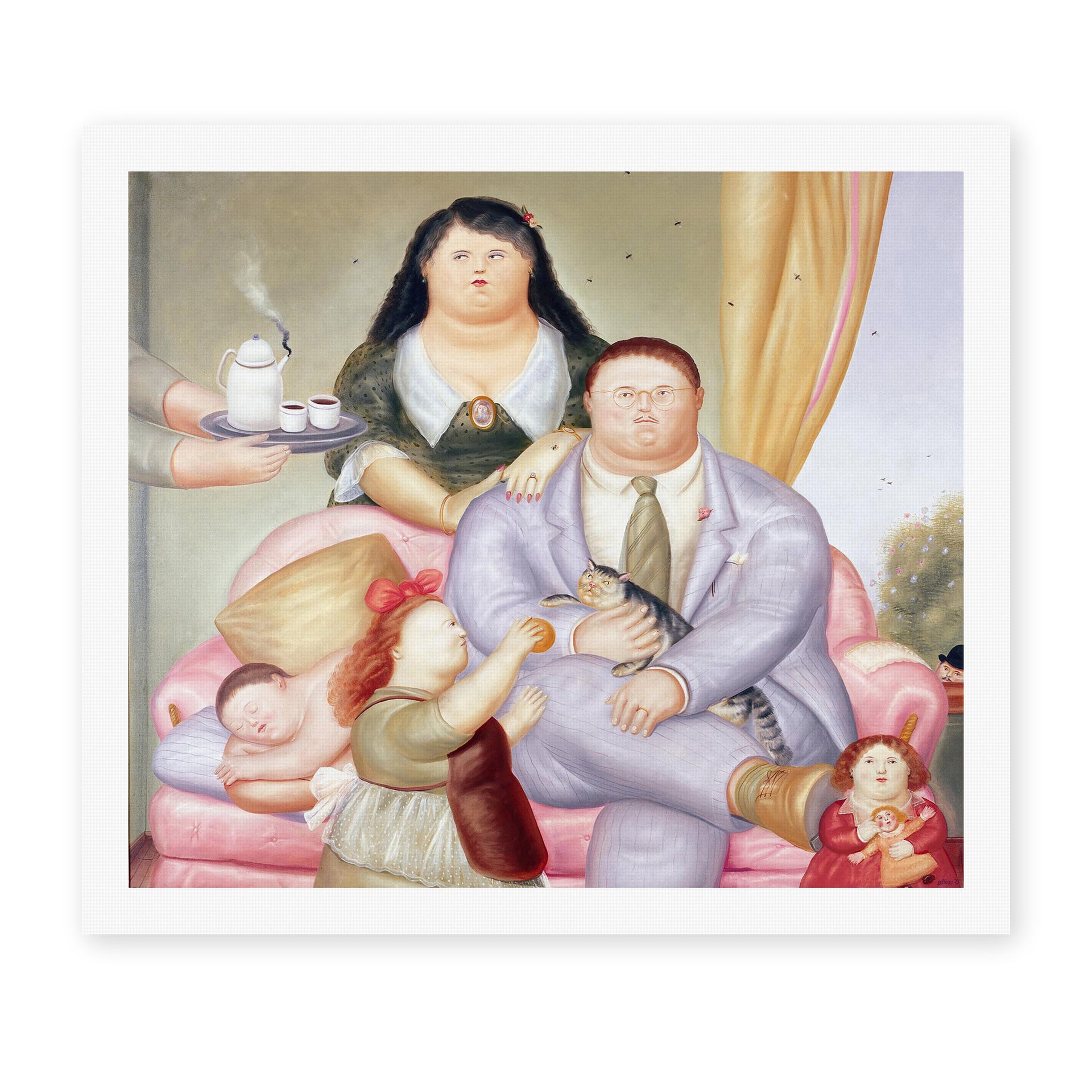 Fernando Botero's 'La Familia Colombiana' painting reproduced as a rolled canvas print