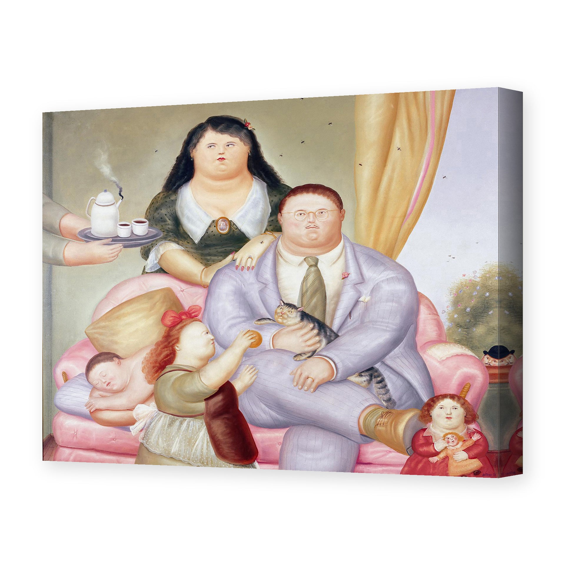Fernando Botero's 'La Familia Colombiana' painting reproduced as a gallery-wrapped canvas print