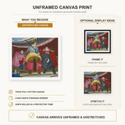 Fernando Botero - La Pica canvas print size comparison and framing display infographic