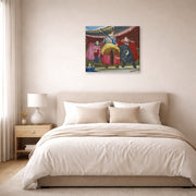 Gallery-wrapped canvas print of Fernando Botero's La Pica displayed on a wall in a bedroom