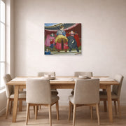 Gallery-wrapped canvas print of Fernando Botero's La Pica displayed on a wall in a dining room