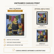 Fernando Botero - La Vedova canvas print size comparison and framing display infographic