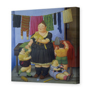 Fernando Botero's 'La Vedova' painting reproduced as a gallery-wrapped canvas print