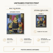 Fernando Botero - La Vedova poster print size comparison and framing display infographic