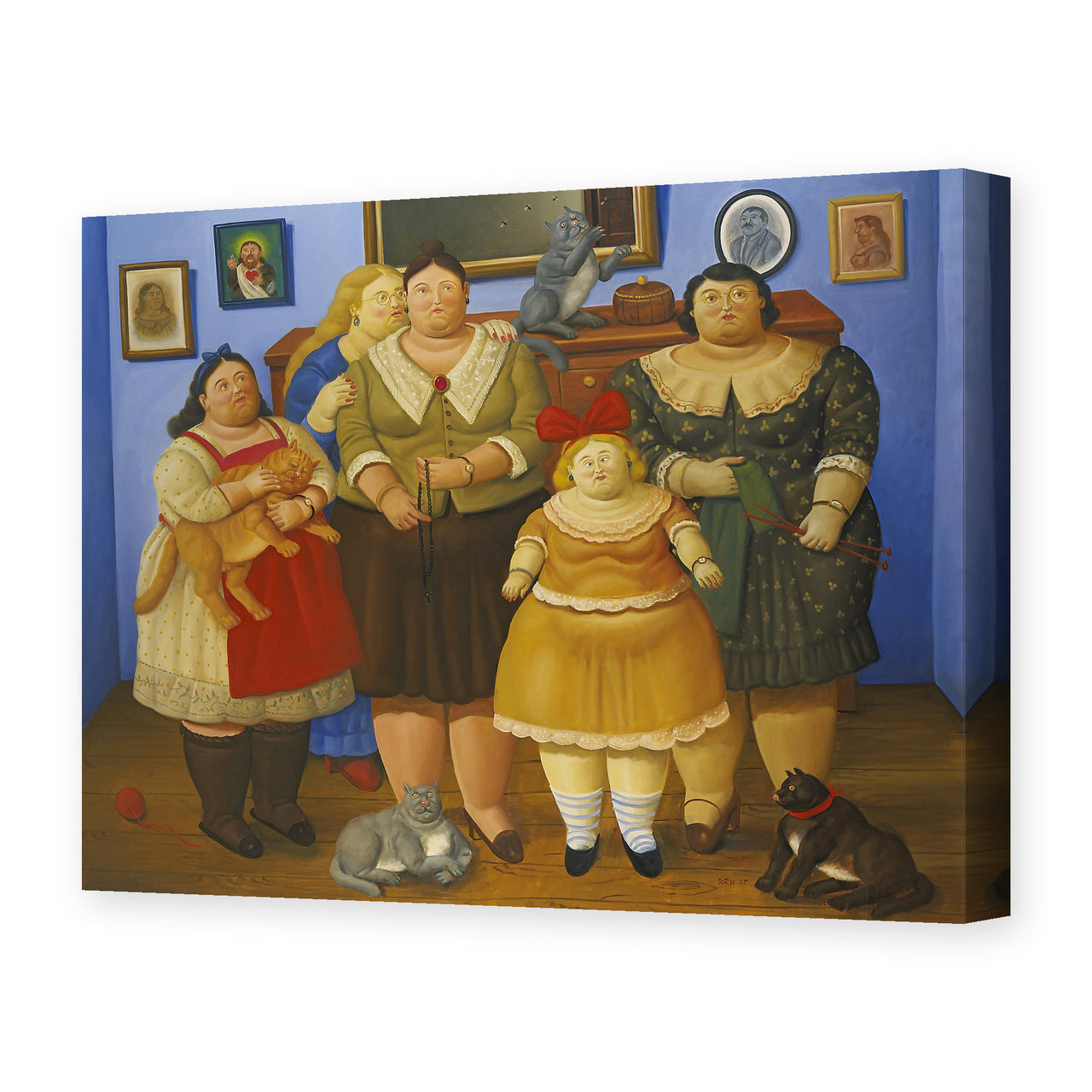 Fernando Botero's 'Le Sorelle' painting reproduced as a gallery-wrapped canvas print