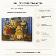 Fernando Botero - Le Sorelle gallery wrap canvas construction and hanging details infographic