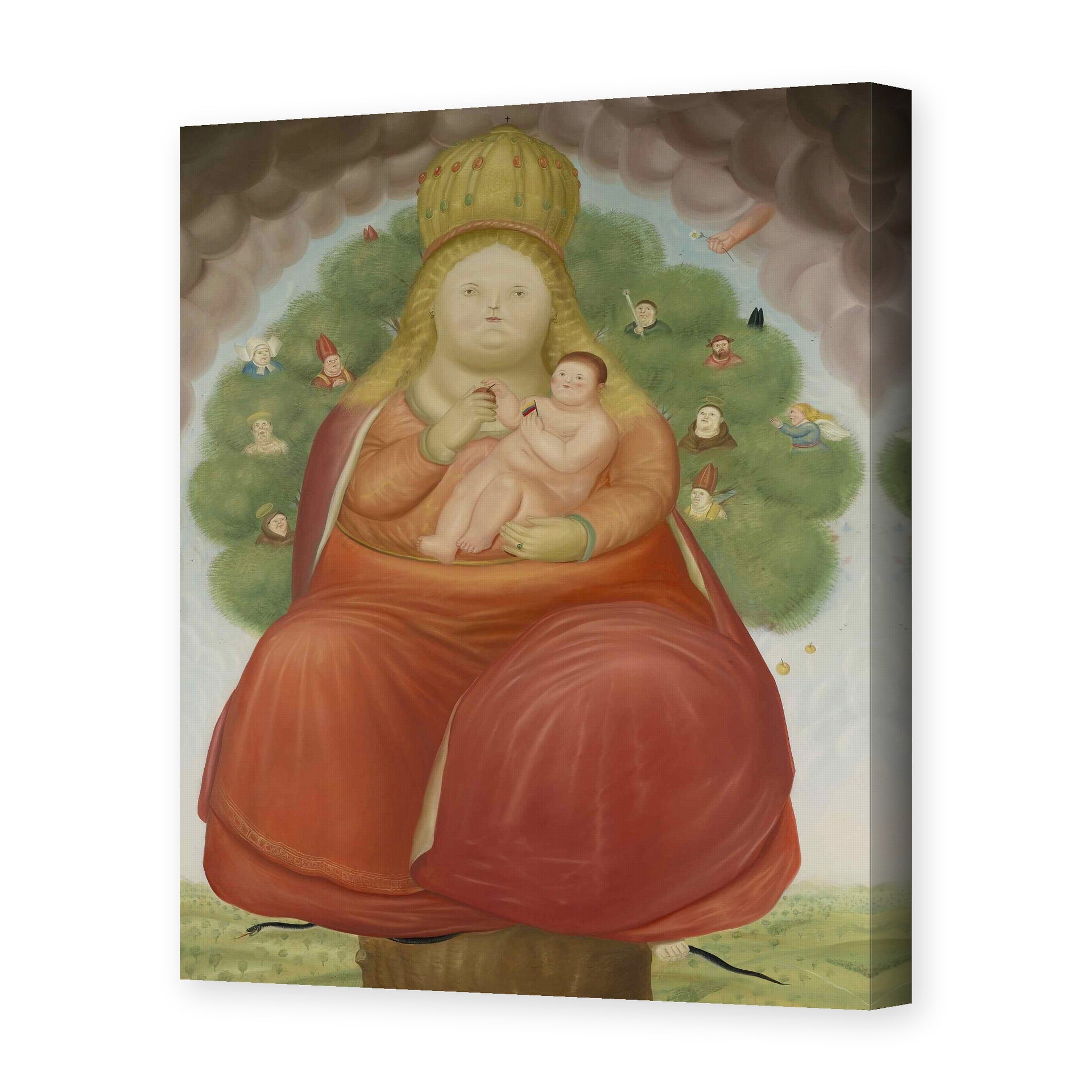 Fernando Botero's 'Madonna with Child' painting reproduced as a gallery-wrapped canvas print