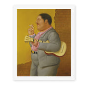 Fernando Botero's 'Man with Banjo' painting reproduced as a rolled canvas print